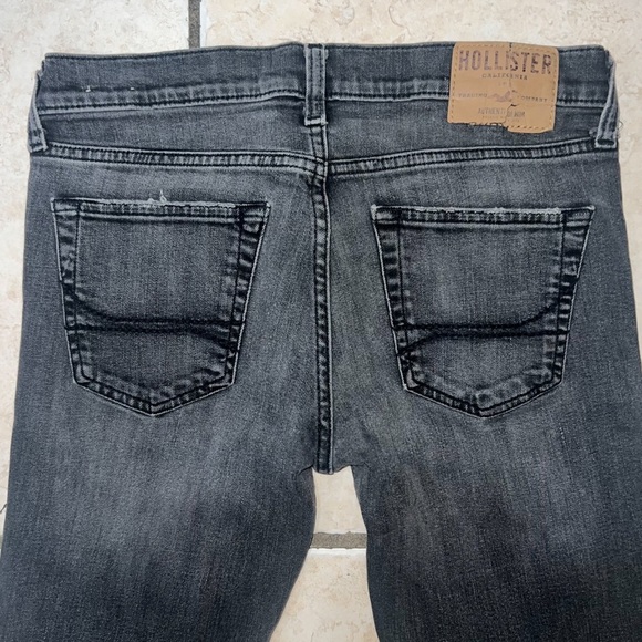 Hollister Mens Advance Stretch Ripped Black Distressed Skinny Jeans, 30x32 - Picture 6 of 8